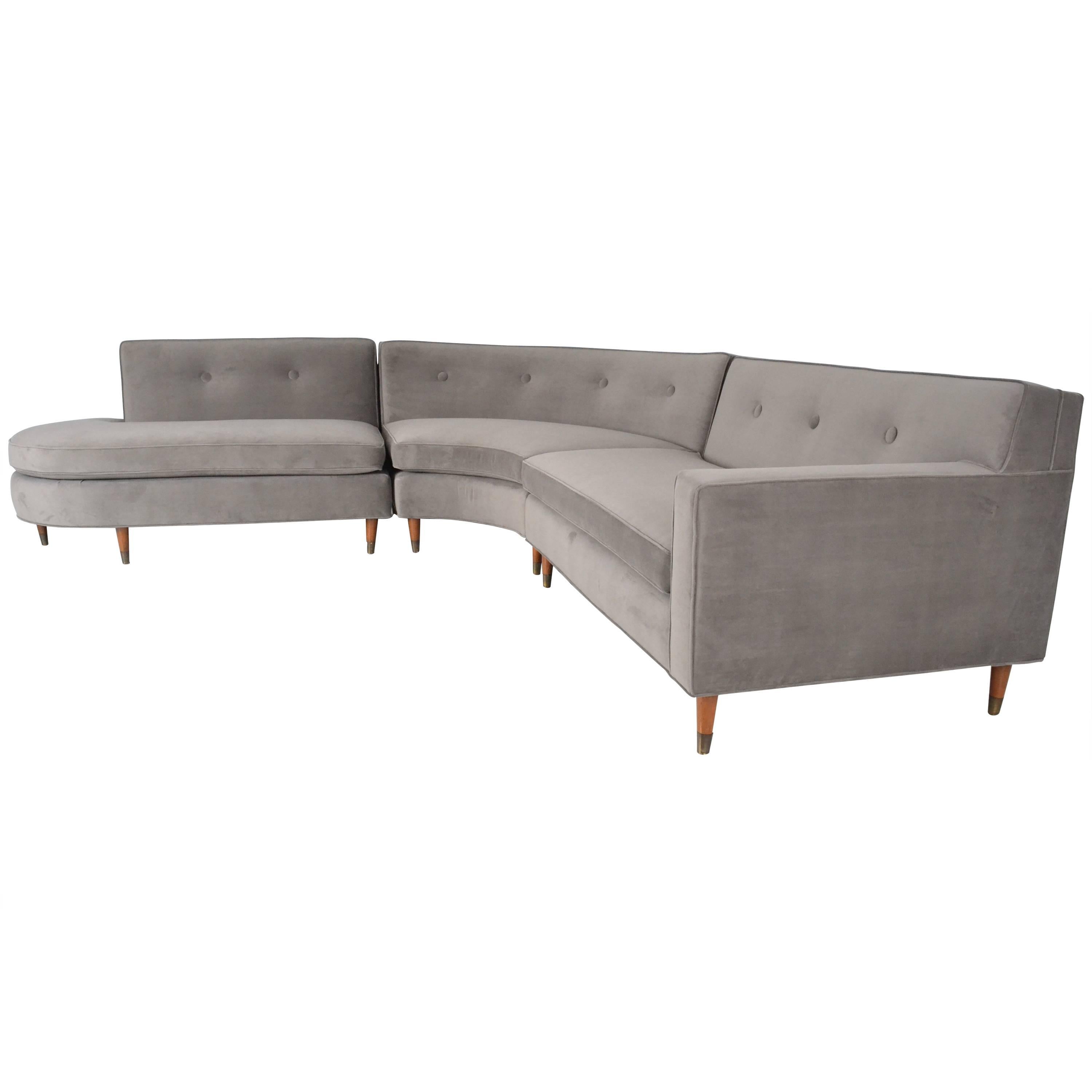 Boomerang-Form Sectional Sofa, USA, circa 1950s