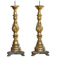 Pair of 19th Century Balluster Form Gold Gilt Candle Prickets 9