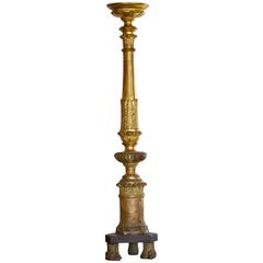 Grand Early 19th Century Antique Giltwood Candle Stand from Northern Italy