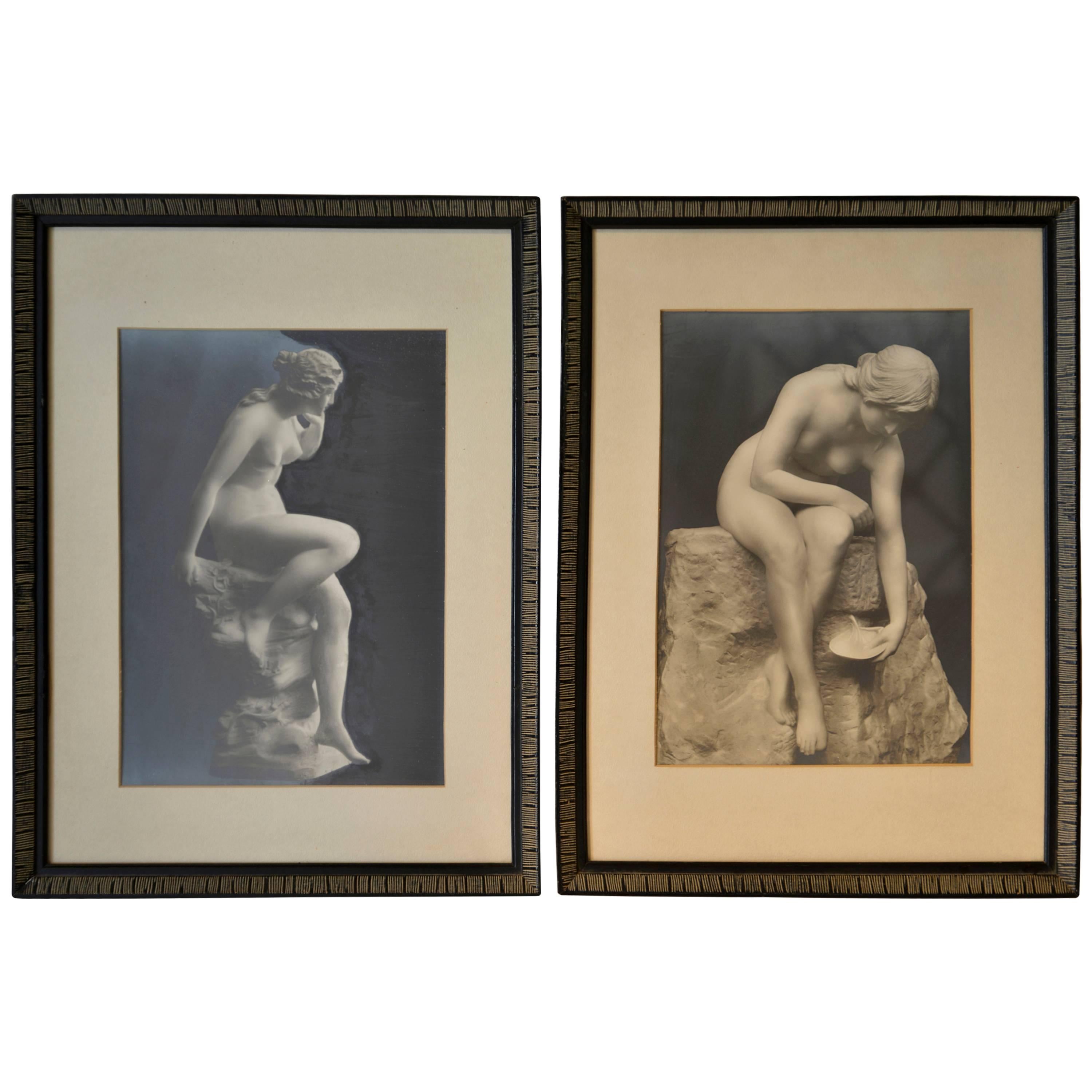 Pair of Vintage Silver Gelatin Prints of Nudes in Period Frames For Sale