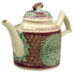 Antique Mid-18th Century Creamware Double Walled Reticulated Teapot