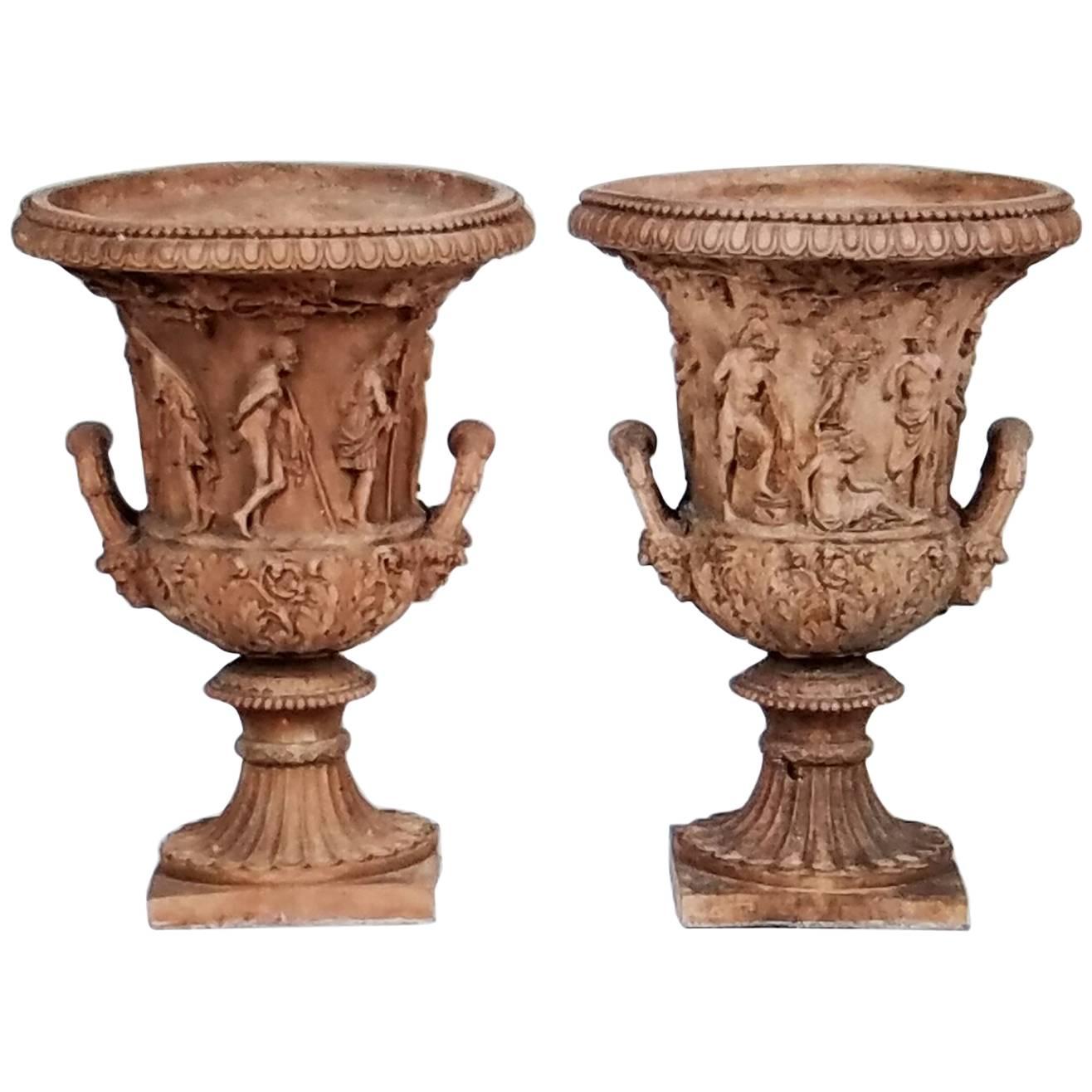 Pair of Late 18th-Early 19th Century Terra Cotta Urns 