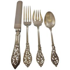 Antique Trianon Pierced by Dominick and Haff Sterling Silver Flatware Service Set 48 Pc