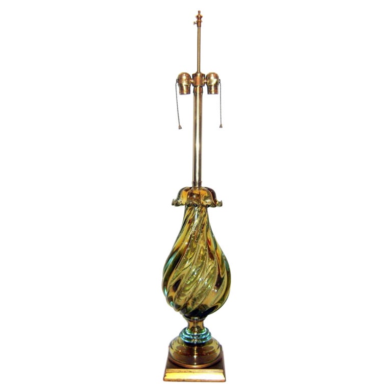 Single Green Murano Glass Lamp For Sale