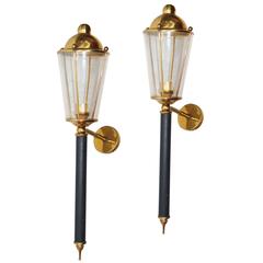 Maison Lunel Pair of Lantern Sconces 8