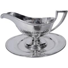 American Craftsman Hand-Hammered Sterling Silver Gravy Boat