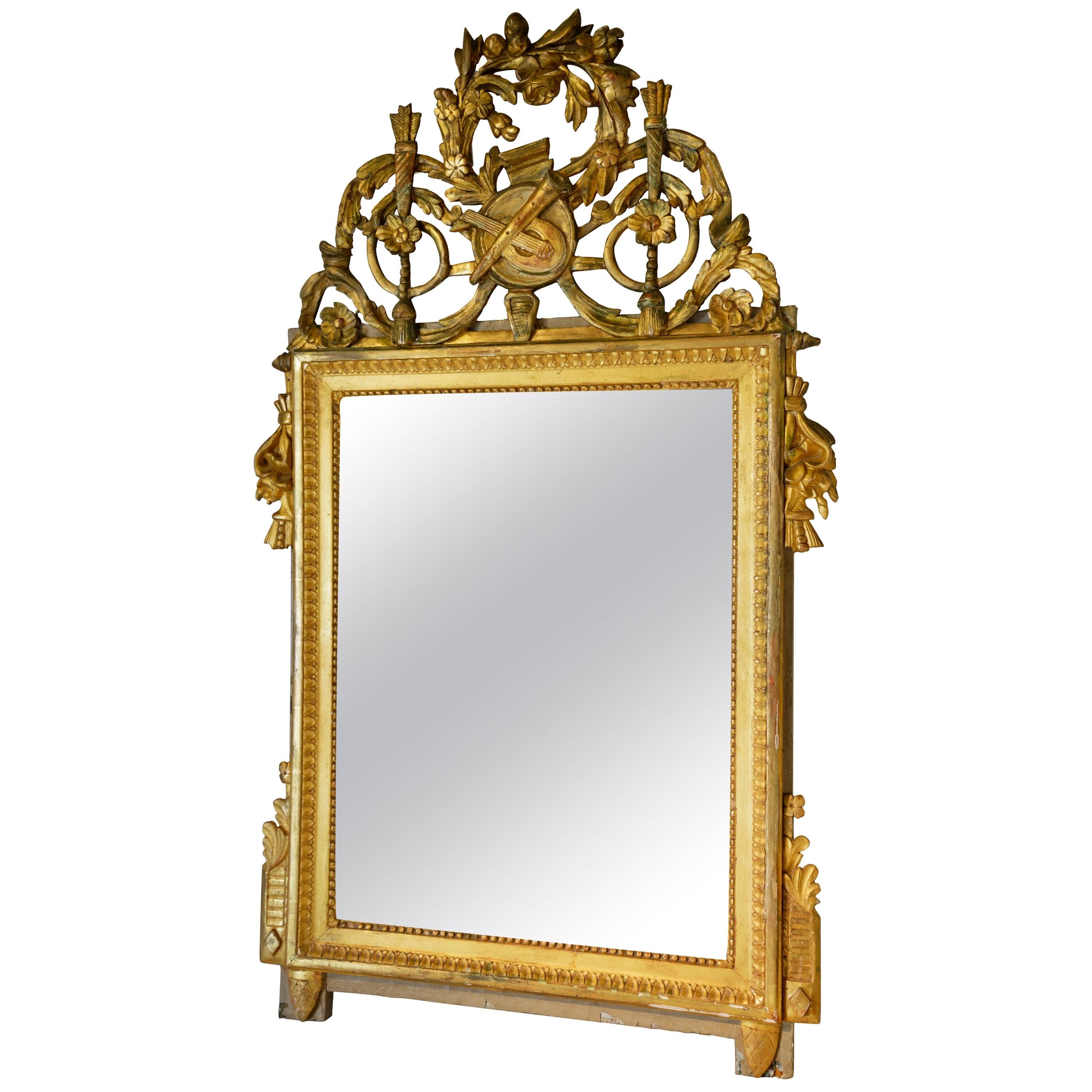 Louis XVI Late 18th Century Giltwood Carved Wall Mirror