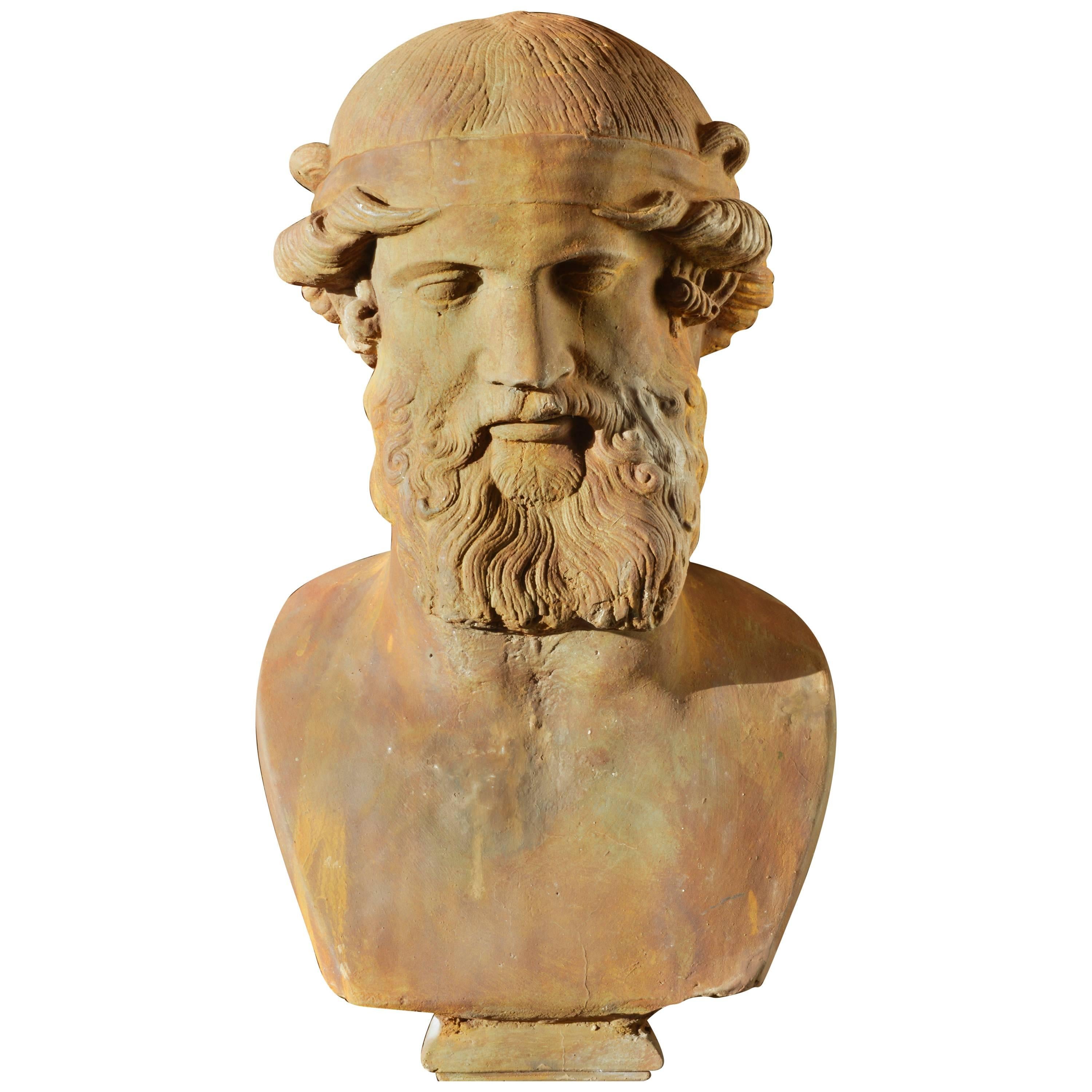 20th Century Plaster Bust of Mythological Figure