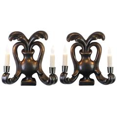 Georges Jouve, Pair of Baluster-Form Graphite Glazed Ceramic Sconces 5