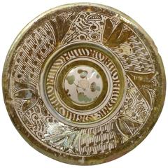 Early Hispano Moreque Earthenware Dish with Gold Luster