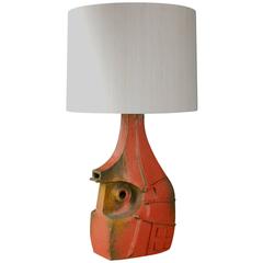 Charles Sucsan, Unique and Monumental Orange Glazed Ceramic Lamp 7