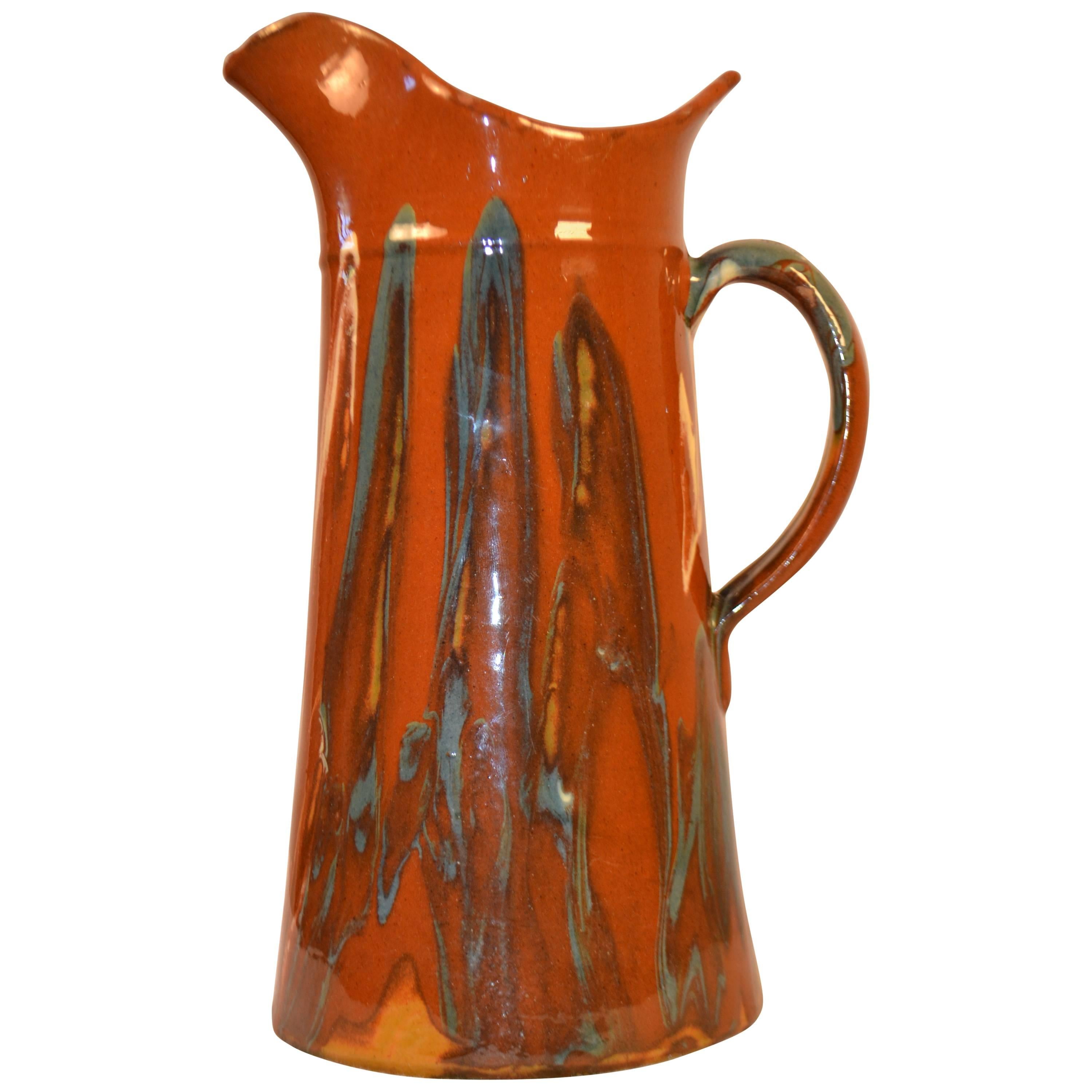 Turn of the Century Earthenware Pitcher 'Brown'