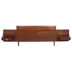 Silvio Cavatorta Rosewood Headboard with Floating Nightstands