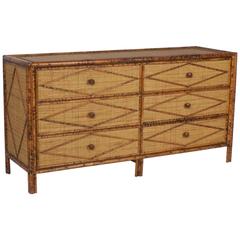 Mid-Century Grass Cloth Chest of Drawers 