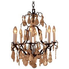 French Bronze and Crystal Chandelier