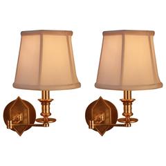 Pair of French Bronze Swing Arm Wall Sconces
