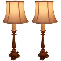 Pair of French Empire Style Bronze Table Lamps