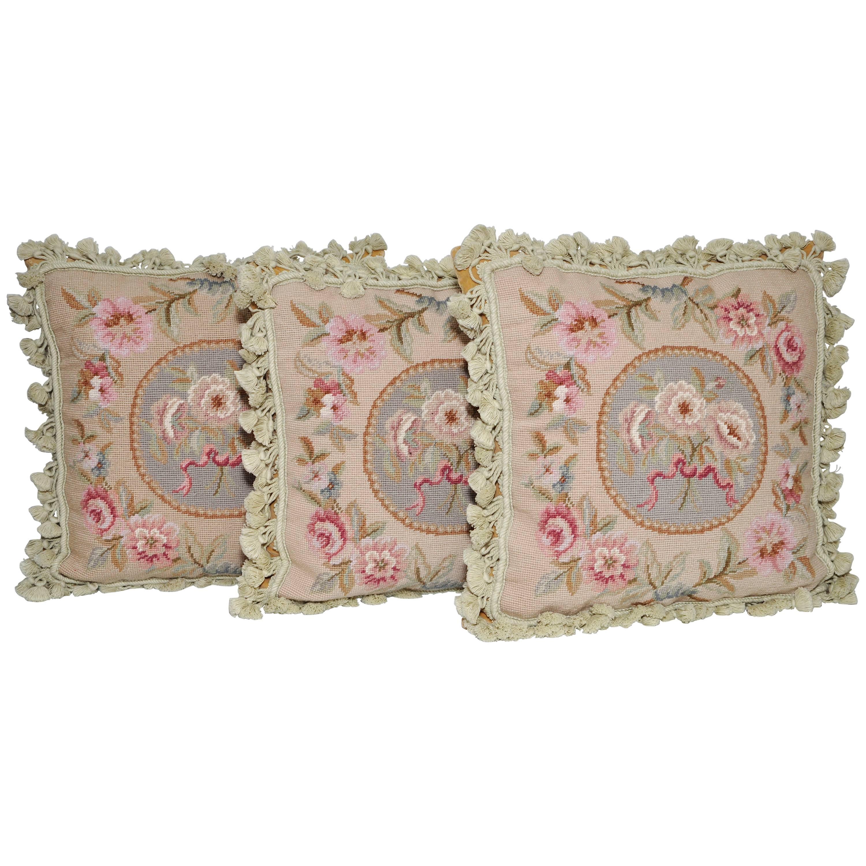 Beautiful vintage French Provincial cushions (pillows) with antique Aubusson style roses and decorative floral bouquets. Luscious, opulent, rich, luxury and divine. An exquisite accent for your interior whether traditional, Rococo, country, classic