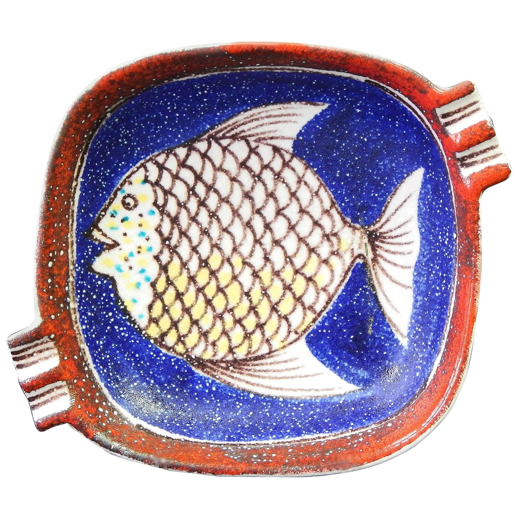 Mid-Century Dish with Fish Motif by Raymor, Made in Italy