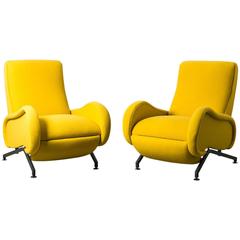 Pair of Italian Mid-Century Recliners in the Style of Zanuso