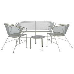 Salterini Outdoor Patio Set of Two Chairs, Loveseat and Side Table, Refurbished