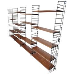 Vintage Mid-Century Modern, 1960 Extra Large Teak / Metal Tomado Shelving or Wall Unit