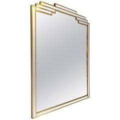 Large Art Deco Style Mirror in Gilded Wood Made in Belgium