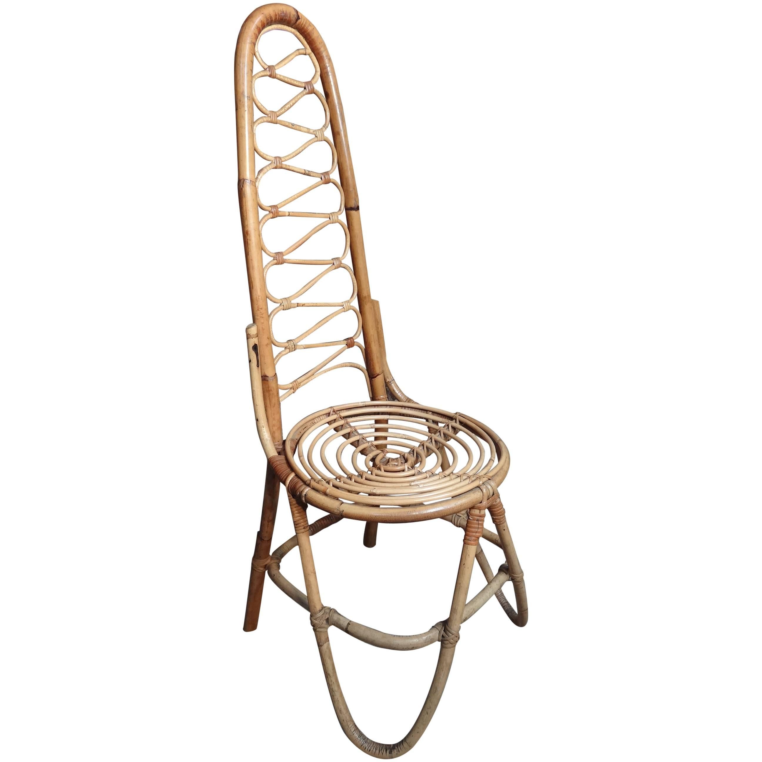 Mid-Century Modern 1960 Cane / Bamboo Designer Chair