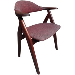 Mid-Century Modern, 1960, Solid Teak Tijsseling Cowhorn Arm Chair