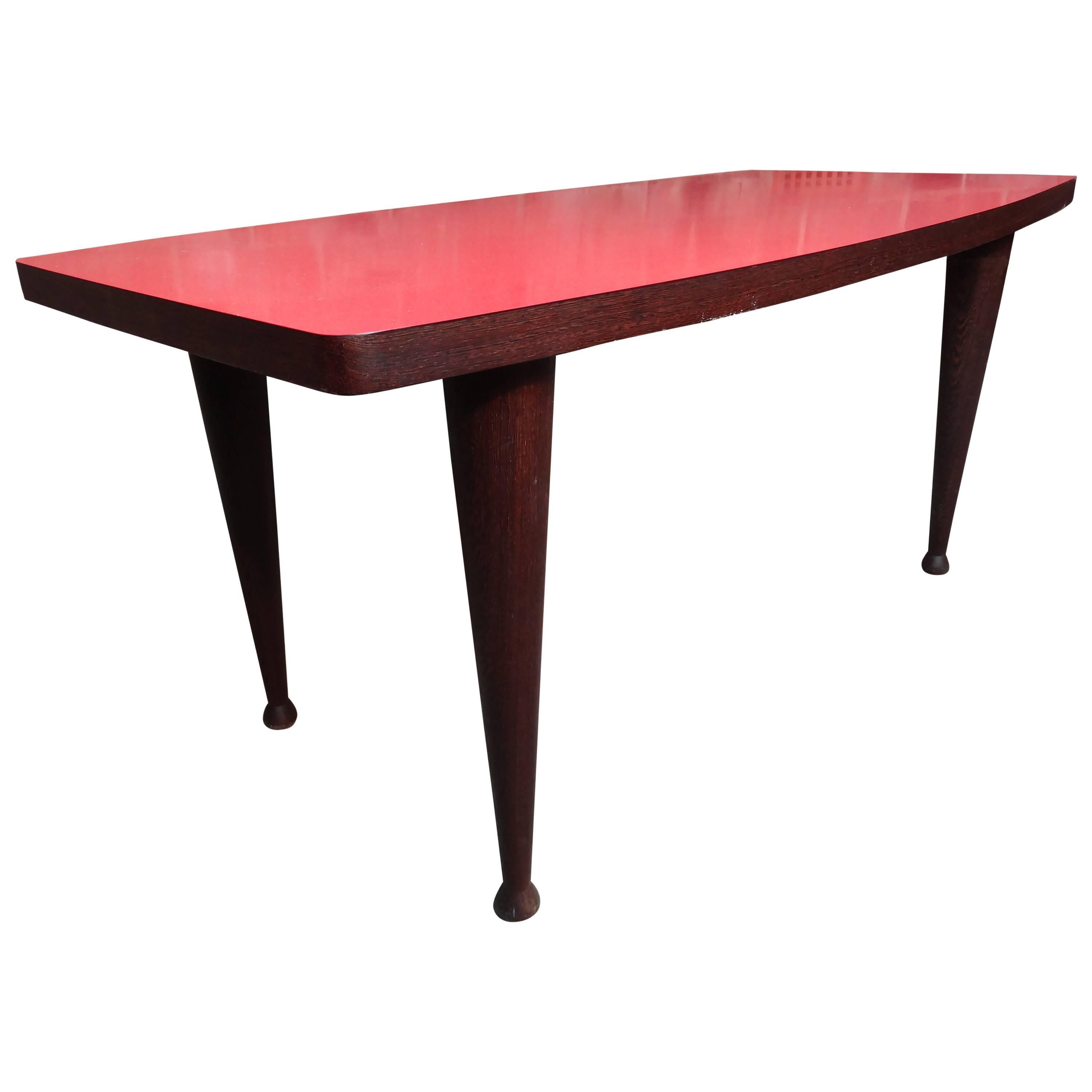 1960s Danish Large Red Melamine Coffee Table