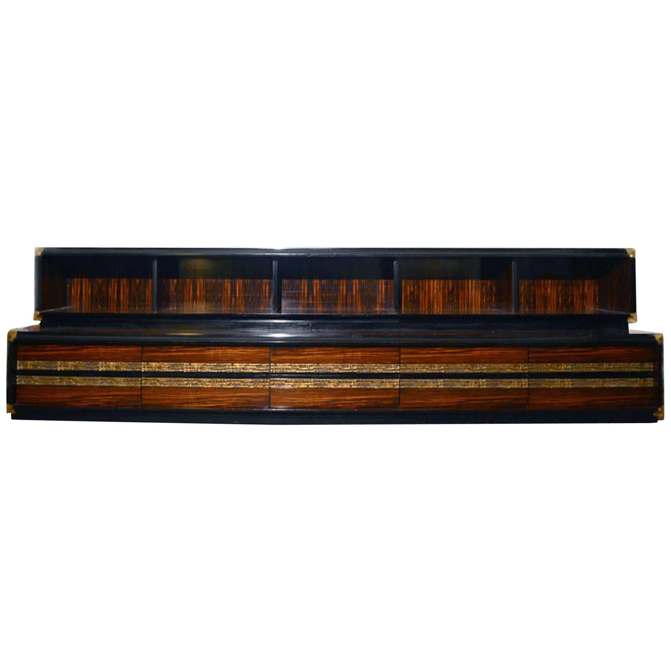 Luciano Frigerio 'Desiree' Ebony Long Cabinet from the 1970s For Sale