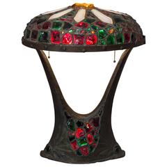 Antique Art Nouveau Austrian Chunk Jewel Table Lamp
