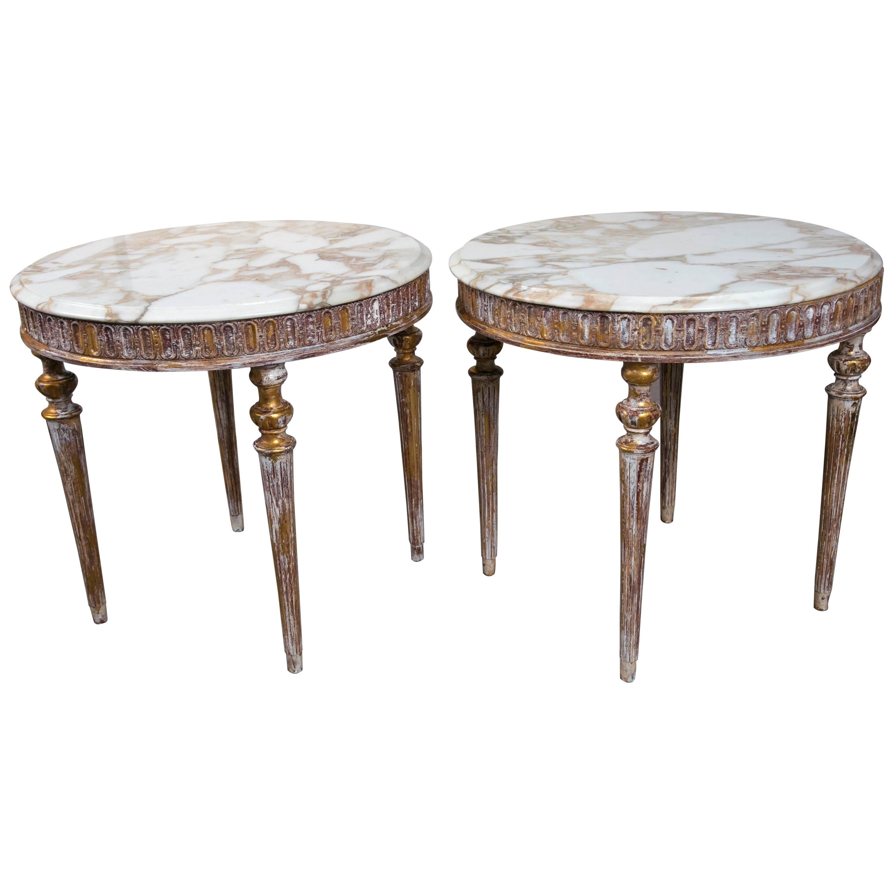 Italian Marble-Topped End Tables