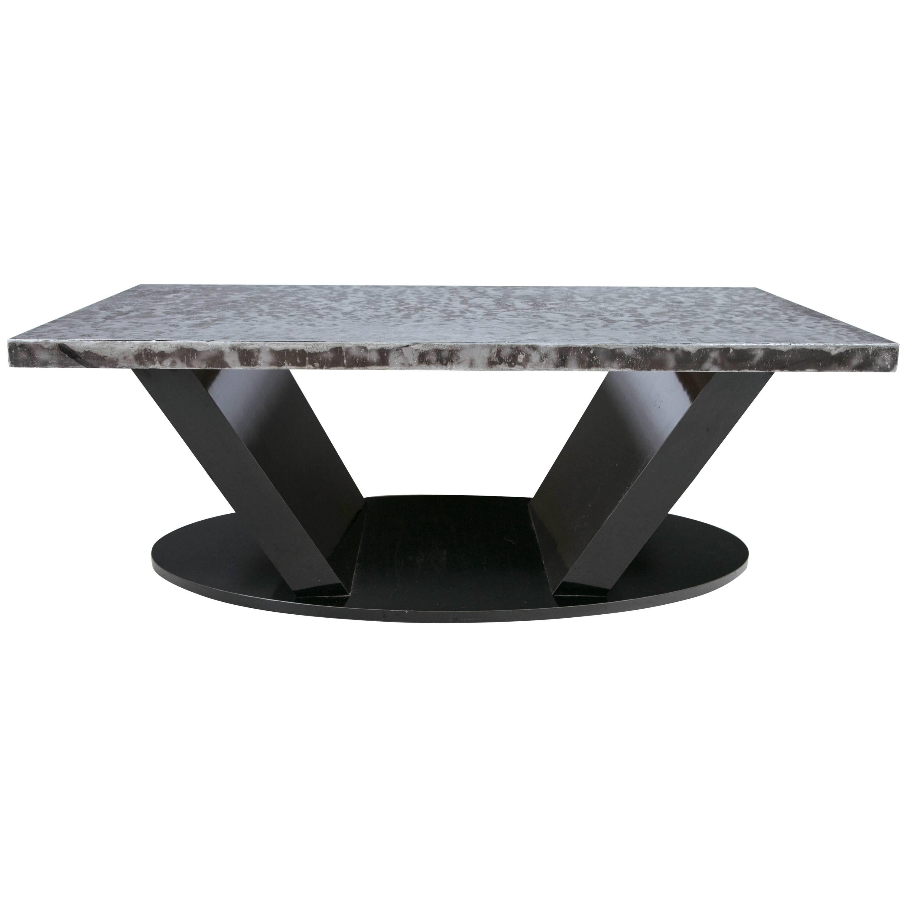Chic Tin Topped Coffee Table For Sale