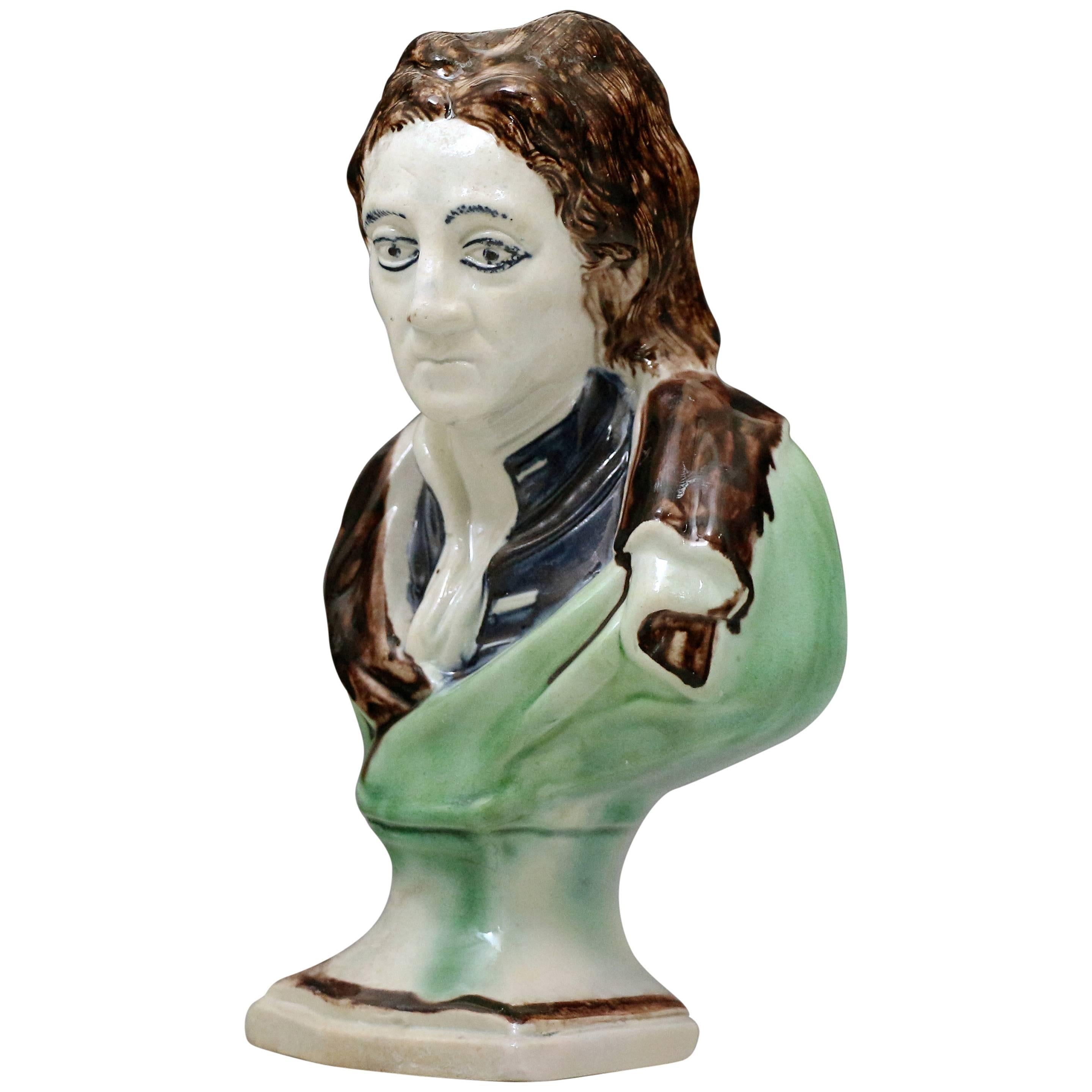 Antique Staffordshire Pottery Bust of Milton, Late 18th Century
