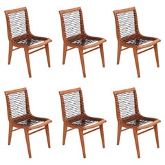 Set of Six Sculptural Louis Sognot Dining Chairs, France, 1950