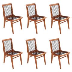 Set of Six Sculptural Louis Sognot Dining Chairs, France, 1950 2