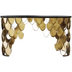 Carpus Console in Brushed Aged Brass with Nero Marble Top 10