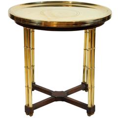 Vintage Brass Dish Top End Table with Faux Bamboo Legs
