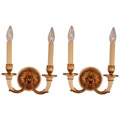 Pair of French Empire Style Bronze Wall Sconces 3