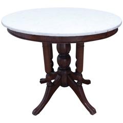 19th Century Victorian Marble-Top Round Table