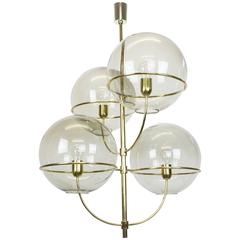 Huge Four-Globe Lyndon Chandelier by Vico Magistretti for O-Luce, 1970s