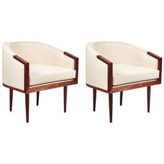 Walnut Banded Barrel Back Chair with Hand-Turned, Tapered Legs 12