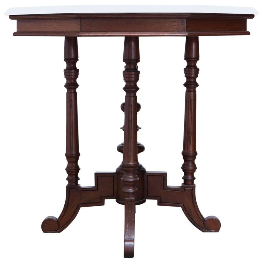19th Century English Victorian Marble-Top Octagonal Center Table