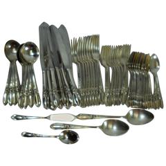 Used Oneida Flatware White Orchid 1953 Silver Plate 76-Piece Set Service for 12
