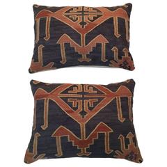 Pair of Antique Kazak Rug Pillows
