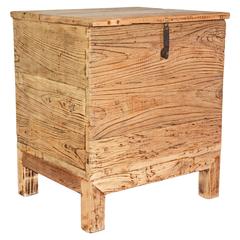 Antique Rustic Elmwood Storage Box or End Table