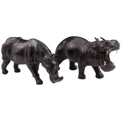 Leather Rhino and Hippo from Ambercrombie & Fitch