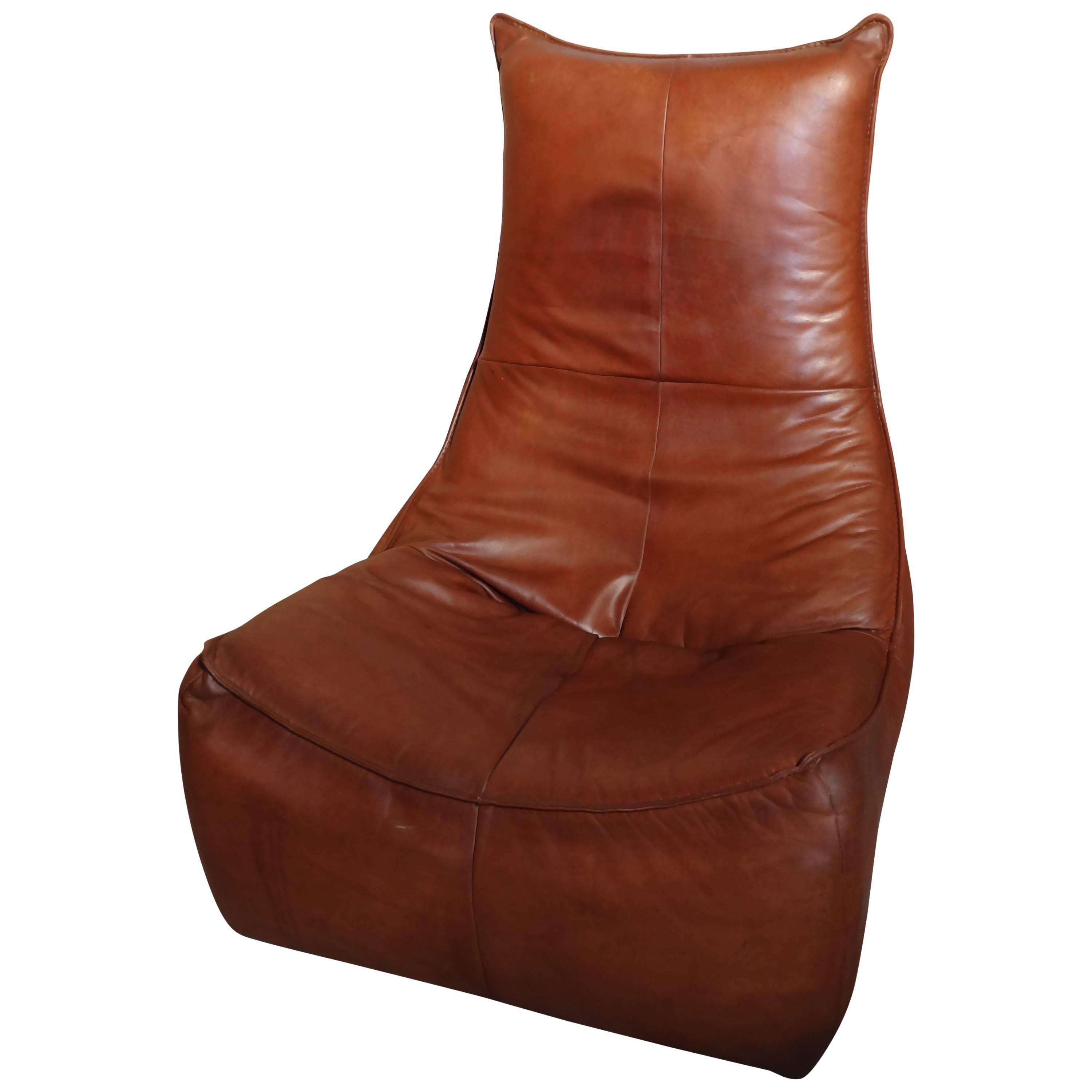 "The Rock" Gerard Van De Berg Cognac Coloured Leather Chair Made by Montis