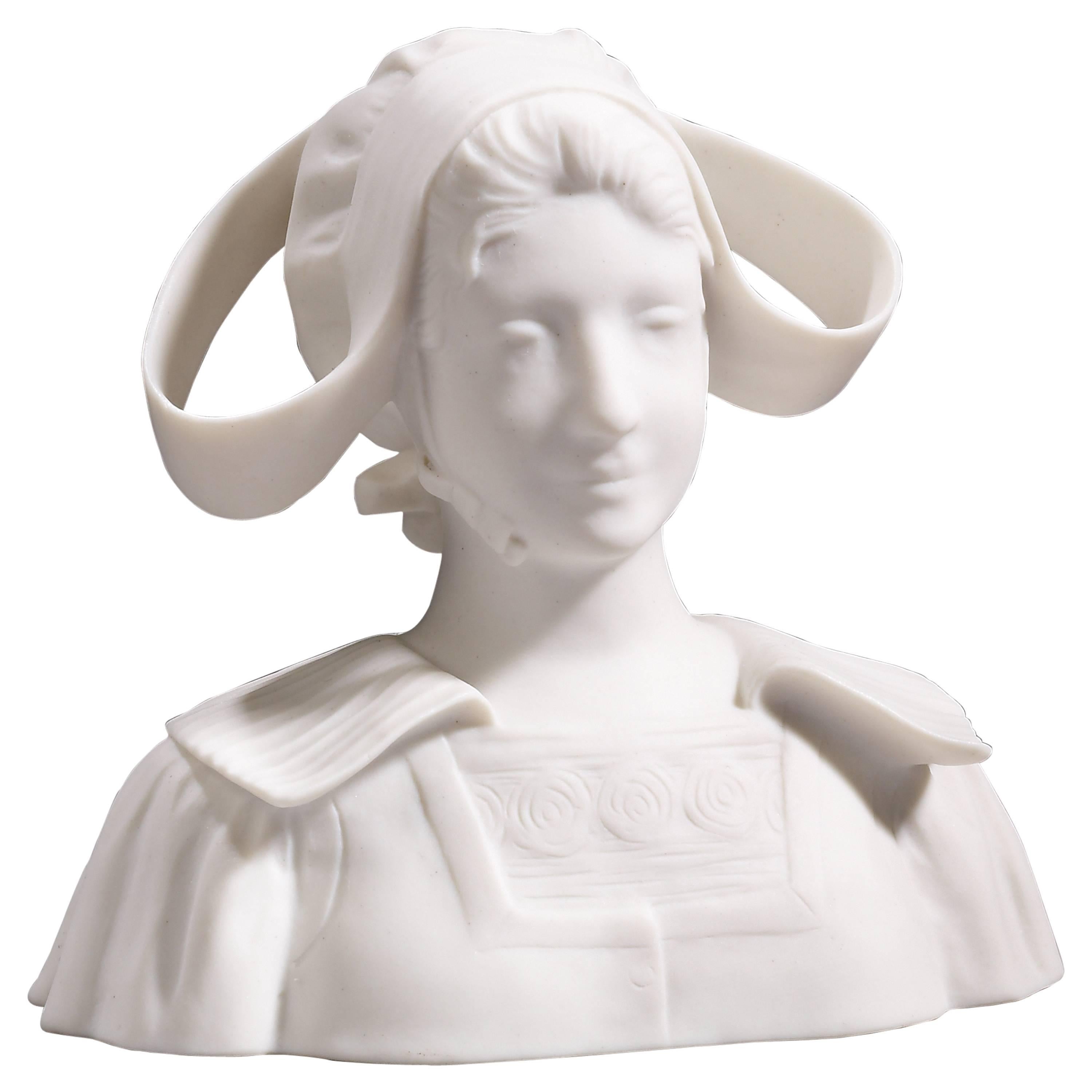 Léo Laporte Blairsy, un biscuit Art Nouveau, "Bretonne à la Coiffe", signé en vente